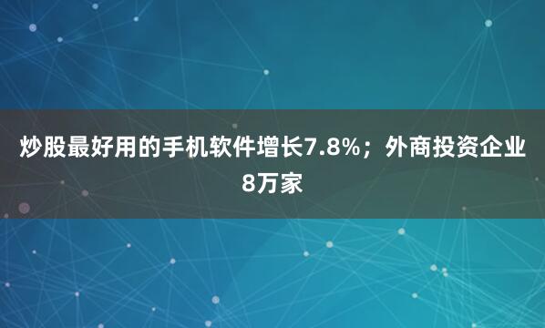 炒股最好用的手机软件增长7.8%；外商投资企业8万家